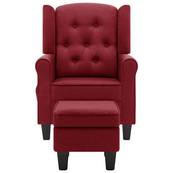 vidaXL Fauteuil de massage avec repose-pied Rouge bordeaux Tissu