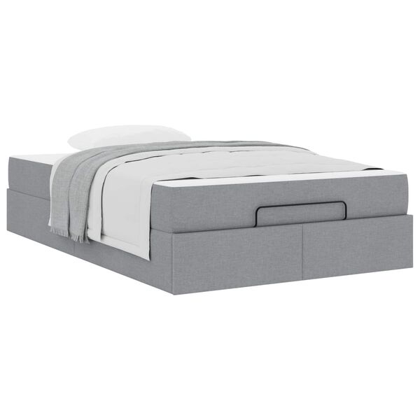 vidaXL Cadre de lit avec matelas avec matelas 2 pcs Gris clair tissu