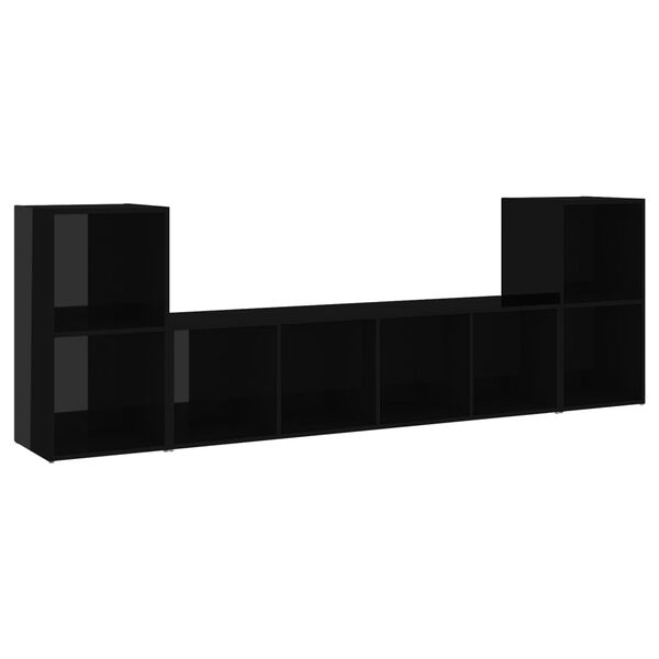 vidaXL Ensemble de meubles TV 3 pcs Noir brillant Bois d'ing&eacute;nierie