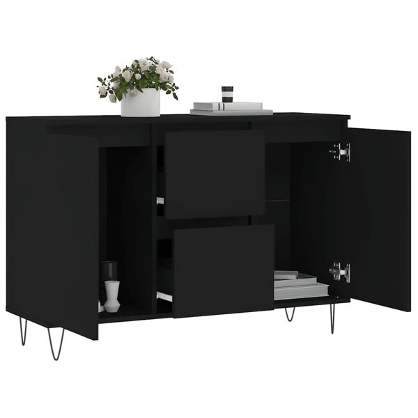 vidaXL Buffet noir 101,5x35x70 cm bois d’ingénierie
