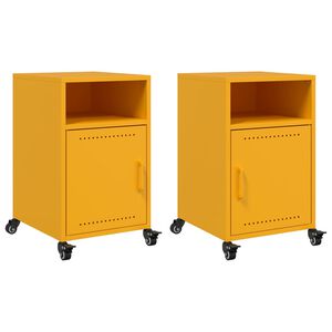 vidaXL Tables de chevet 2 pcs jaune moutarde 36x39x59 cm acier