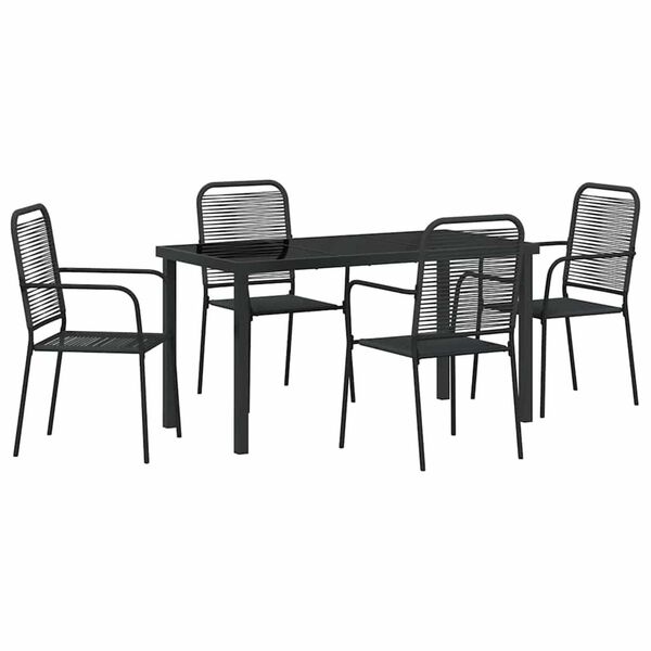 vidaXL Ensemble de salle &agrave; manger pour jardin 5 pcs Noir