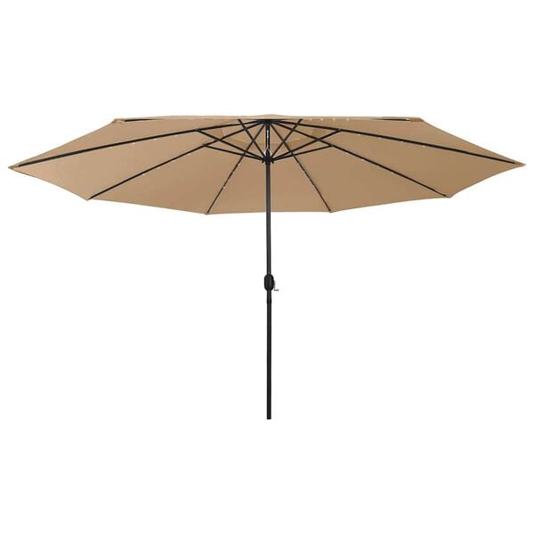 vidaXL Parasol de jardin avec lumi&egrave;res LED et m&acirc;t en m&eacute;tal 400cm taupe