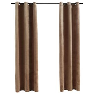 vidaXL Rideaux occultants et anneaux 2 pcs beige 94x160 cm velours