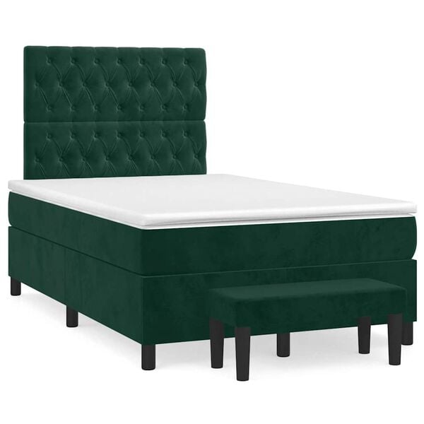 vidaXL Sommier &agrave; lattes de lit et matelas Vert fonc&eacute; 120x200cm Velours