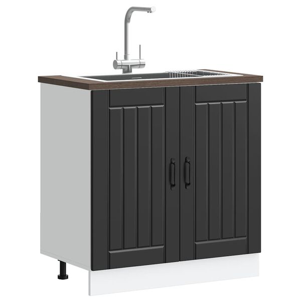 vidaXL Meuble de base de lavabo Lucca noir bois d'ingénierie