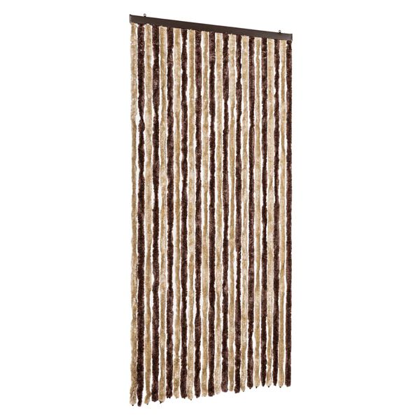 vidaXL Rideau anti-mouches beige et marron clair 100x230 cm chenille