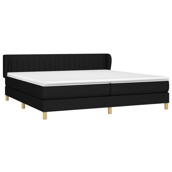 vidaXL Sommier &agrave; lattes de lit avec matelas Noir 200x200 cm Tissu