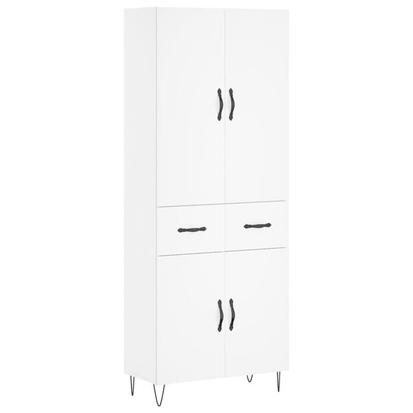 vidaXL Buffet haut Blanc 69,5x34x180 cm Bois d'ing&eacute;nierie