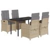 vidaXL Ensemble &agrave; manger de jardin coussins 5 pcs m&eacute;lange beige rotin