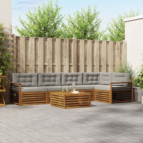 vidaXL Ensemble de canap&eacute;s d'ext&eacute;rieur 6 pcs Gris Naturel et Clair