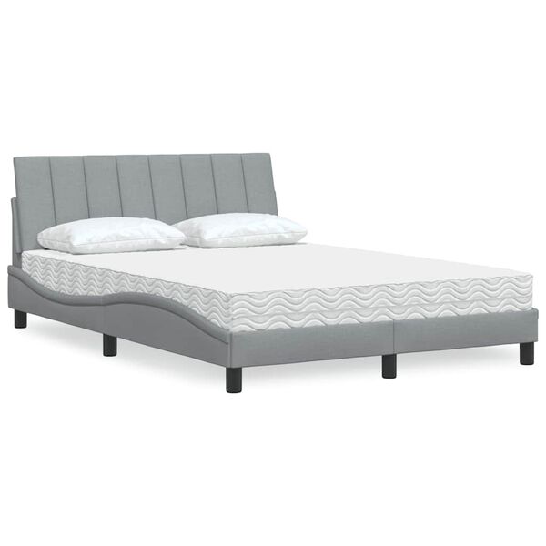 vidaXL Lit avec matelas Hanko gris clair 140x190 cm tissu