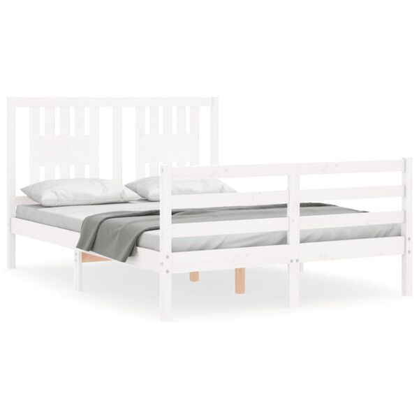 vidaXL Cadre de lit sans matelas blanc 140x200 cm bois massif