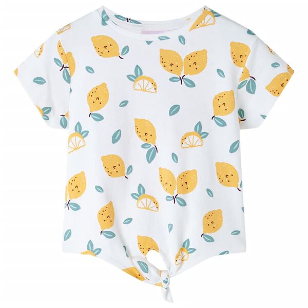 T-shirt pour enfants avec ourlet noué écru 128