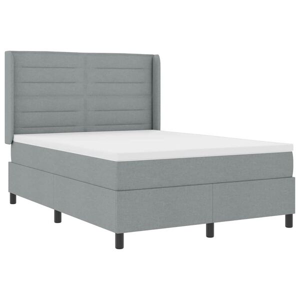 vidaXL Lit &agrave; ressorts avec matelas Gris clair 140 x 190 cm tissu