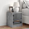 vidaXL Table de chevet avec porte en verre gris b&eacute;ton 35x37x42 cm