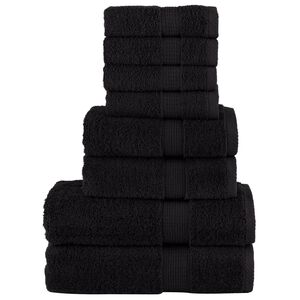 vidaXL Ensemble de serviettes de qualit&eacute; sup&eacute;rieure SOLUND 8 pcs noir