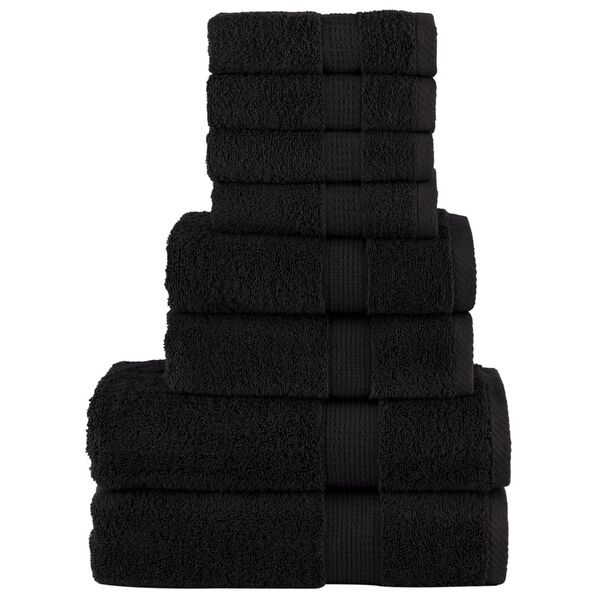 vidaXL Ensemble de serviettes de qualité supérieure SOLUND 8 pcs noir