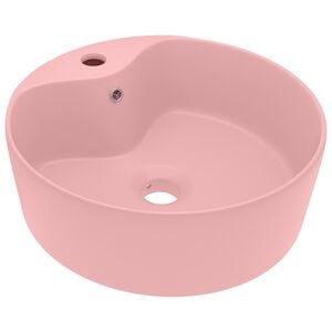 vidaXL Lavabo de luxe avec trop-plein Rose mat 36x13 cm C&eacute;ramique