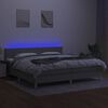 vidaXL Sommier &agrave; lattes de lit matelas LED Gris clair 200x200 cm Tissu