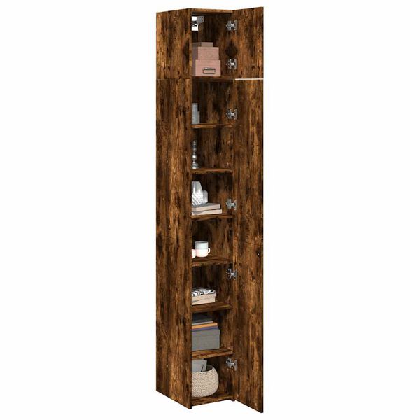 vidaXL Armoire de rangement mince ch&ecirc;ne fum&eacute; 30x42,5x225 cm