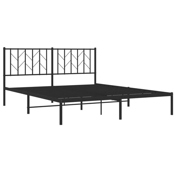 vidaXL Cadre de lit m&eacute;tal sans matelas et t&ecirc;te de lit noir 160x200 cm
