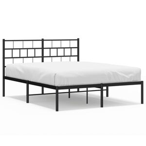 vidaXL Cadre de lit m&eacute;tal sans matelas et t&ecirc;te de lit noir 160x200 cm