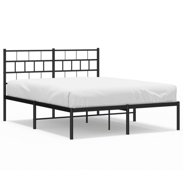 vidaXL Cadre de lit m&eacute;tal sans matelas et t&ecirc;te de lit noir 160x200 cm