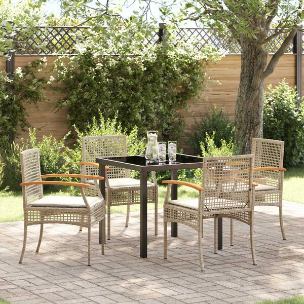 vidaXL Ensemble de salle &agrave; manger pour jardin 5 pcs Beige polyrotin