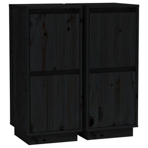 vidaXL Buffets 2 pcs Noir 31,5x34x75 cm Bois massif de pin