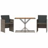 vidaXL Ensemble de bistro 3 pcs avec coussins gris r&eacute;sine tress&eacute;e