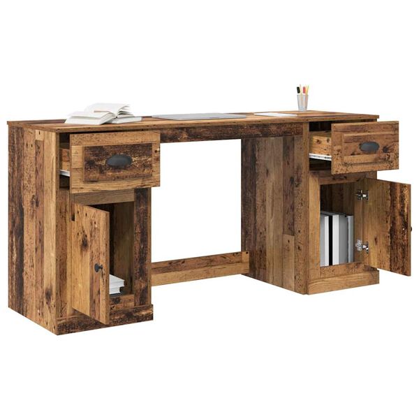vidaXL Bureau avec armoire avec tiroir Bois Ancien 154,5 x 50 x 75 cm