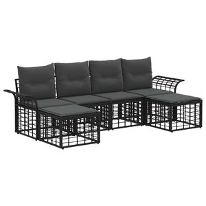 vidaXL Ensemble de canap&eacute;s d'ext&eacute;rieur 6 pcs Noir et Gris fonc&eacute;