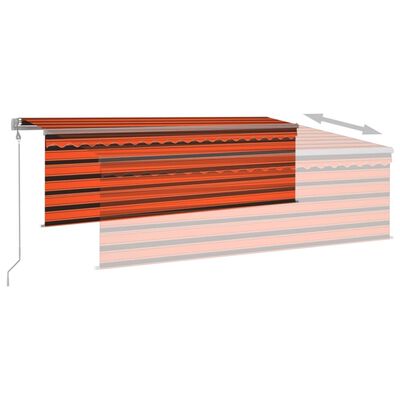 vidaXL Auvent automatique store capteur de vent LED 4x3m Orange marron