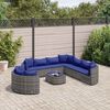 vidaXL Salon de jardin avec coussins 10 pcs gris r&eacute;sine tress&eacute;e