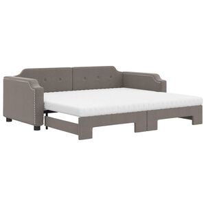 vidaXL Lit de jour avec gigogne et matelas taupe 80x200 cm tissu