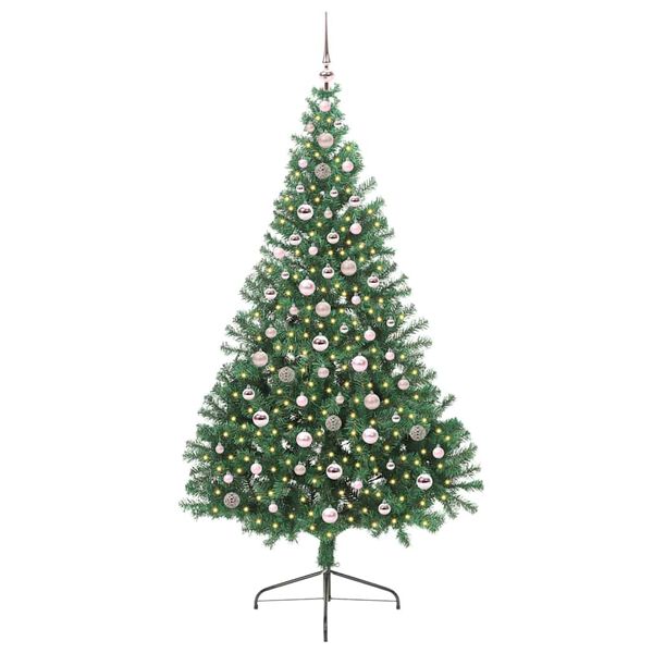 vidaXL Sapin de No&euml;l artificiel pr&eacute;-&eacute;clair&eacute; Vert 240 cm PVC