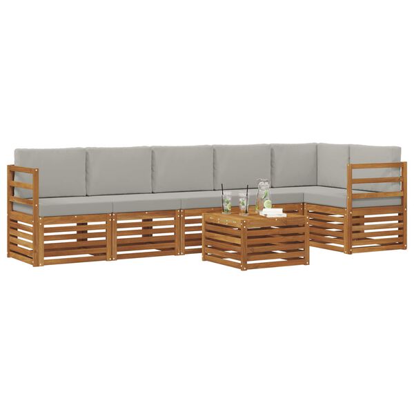 vidaXL Ensembles de canap&eacute;s avec coussin 7 pcs Gris Naturel et Clair