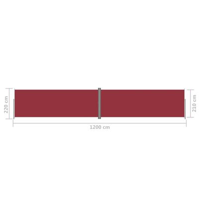vidaXL Auvent latéral rétractable Rouge 220x1200 cm