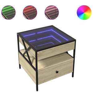 vidaXL Table basse avec LED Infinity ch&ecirc;ne sonoma 50x50x51 cm