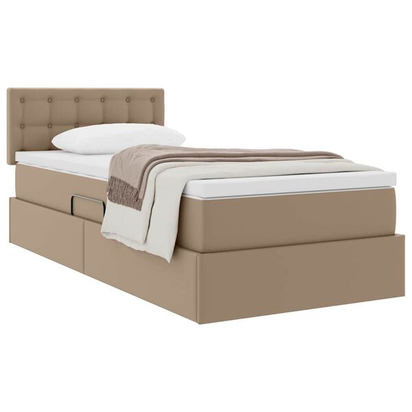 vidaXL Lit avec rangement et matelas Cappuccino 90 x 190 cm