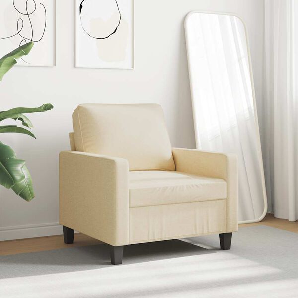 vidaXL Fauteuil Cr&egrave;me 60 cm Tissu
