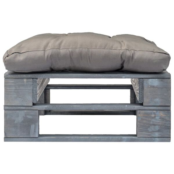 vidaXL Repose-pied palette de jardin avec coussin en gris gris bois