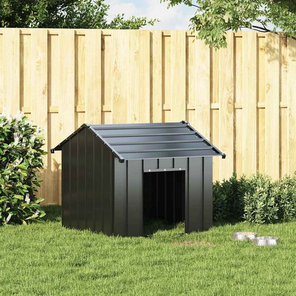 vidaXL Niche pour chien avec toit noir 85x107x81 cm acier galvanis&eacute;
