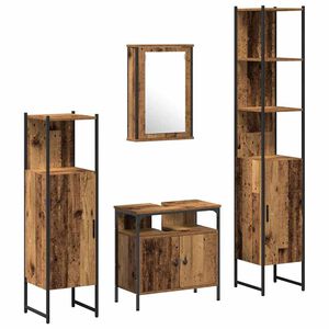 vidaXL Ensemble de mobilier de salle de bain 4 pc Bois Ancien