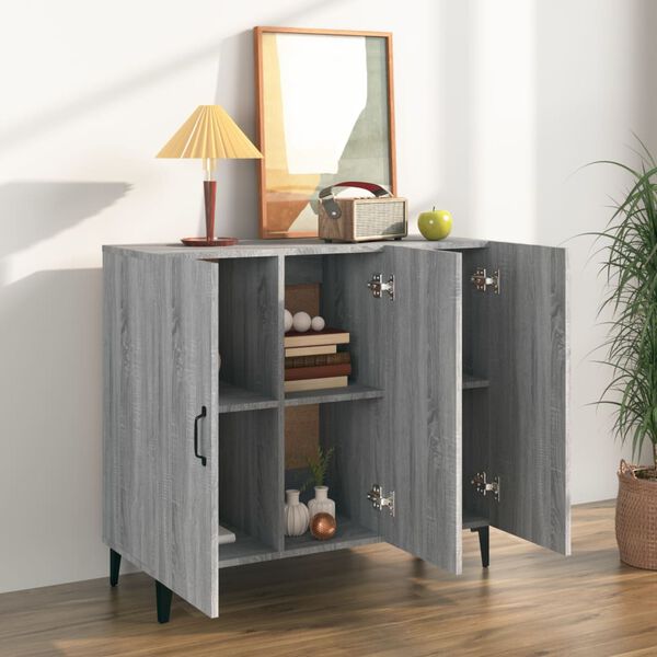 vidaXL Buffet sonoma gris 90x34x80 cm bois d'ingénierie