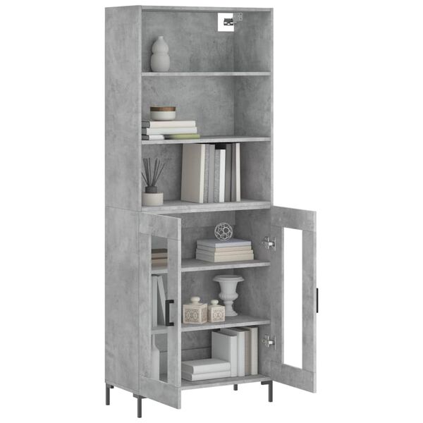 vidaXL Buffet haut Gris b&eacute;ton 69,5x34x180 cm Bois d'ing&eacute;nierie