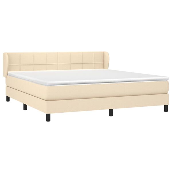 vidaXL Sommier &agrave; lattes de lit avec matelas Cr&egrave;me 160x200 cm Tissu