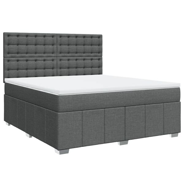 vidaXL Sommier &agrave; lattes de lit avec matelas Gris fonc&eacute; 180x200cm Tissu