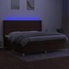 vidaXL Sommier &agrave; lattes de lit matelas et LED Marron fonc&eacute; 200x200 cm